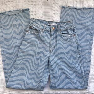 Blue Wave Pattern Garage Jeans Sz 00